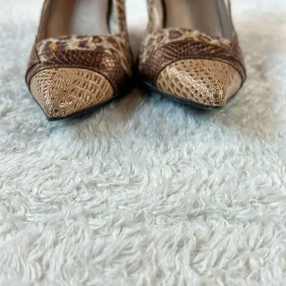 BKE - Buckle leopard and snakeskin pointed toe heels, size Probs 8.5 - Picture 3 of 10